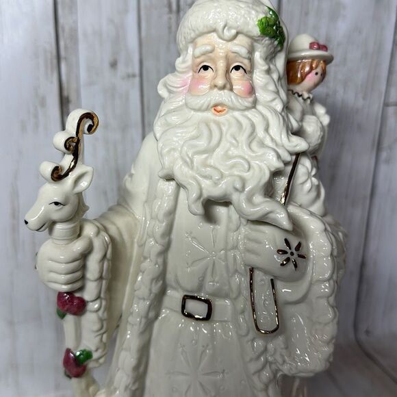 Santa Claus Porcelain Figurine with Animals Present Sack - Picture 2 of 7